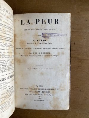 La peur, etude psycho physiologique - Mosso, A. (3a9)