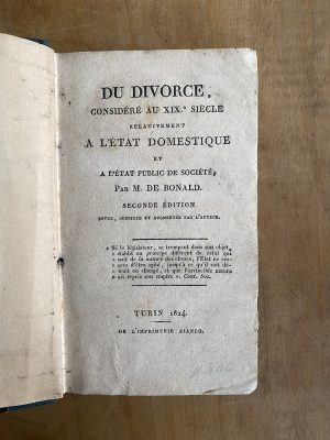 Du divorce considere au xix siecle - De Bonald, (a5)