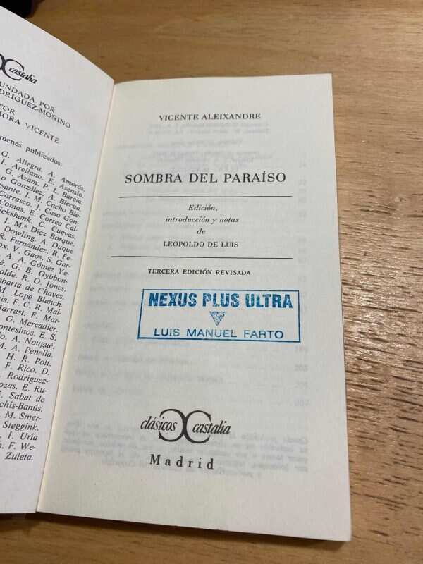 Sombra Del Paraiso - Aleixandre, Vicente (v1) - Image 2