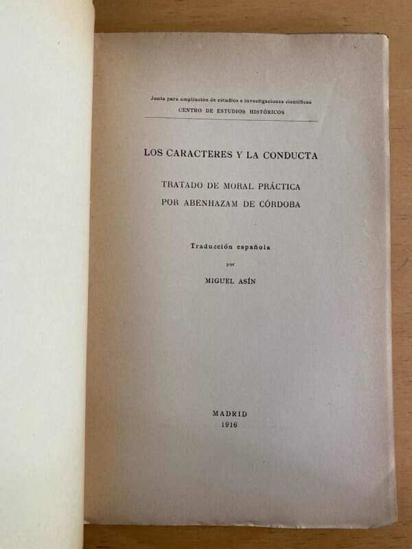 Los Caracteres Y La Conducta - Abenhazam De Cordoba (u1) - Image 2