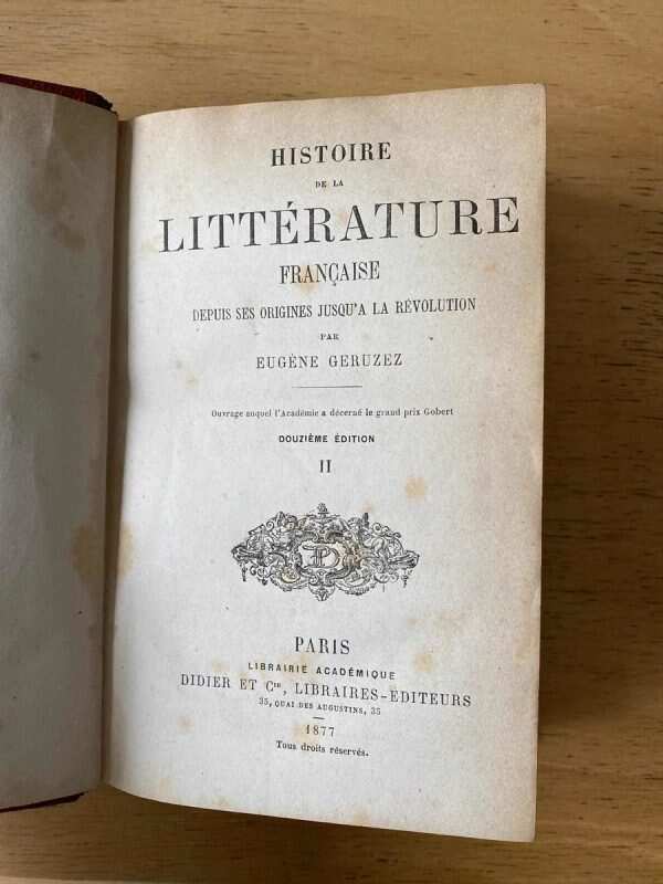 Histoire De La Litterature Francaise Depuis - Geruzez (S6) - Image 3