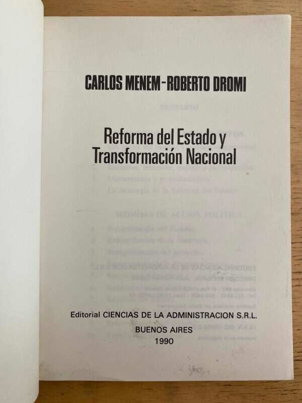 Reforma Del Estado Y Transformacion Nacional - Menem (j1) - Image 2