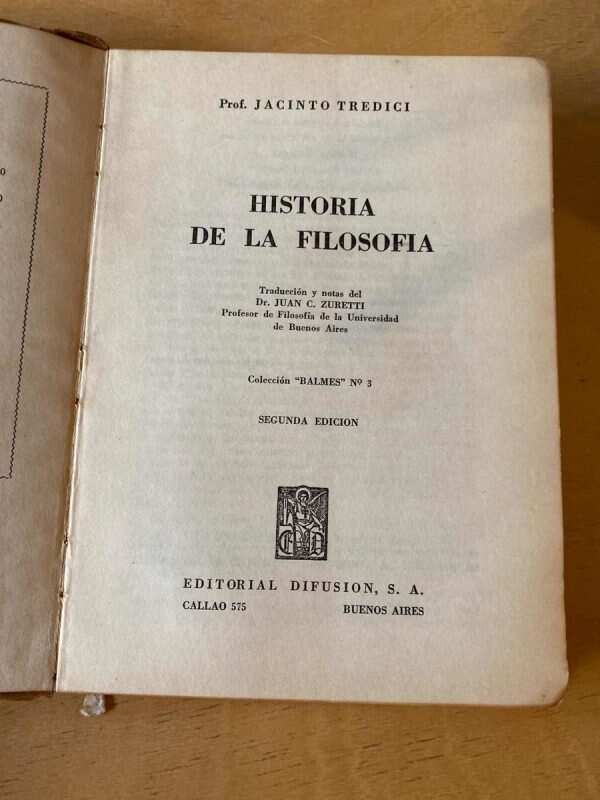 Historia De La Filosofia - Tredici, Jacinto (A6) - Image 2