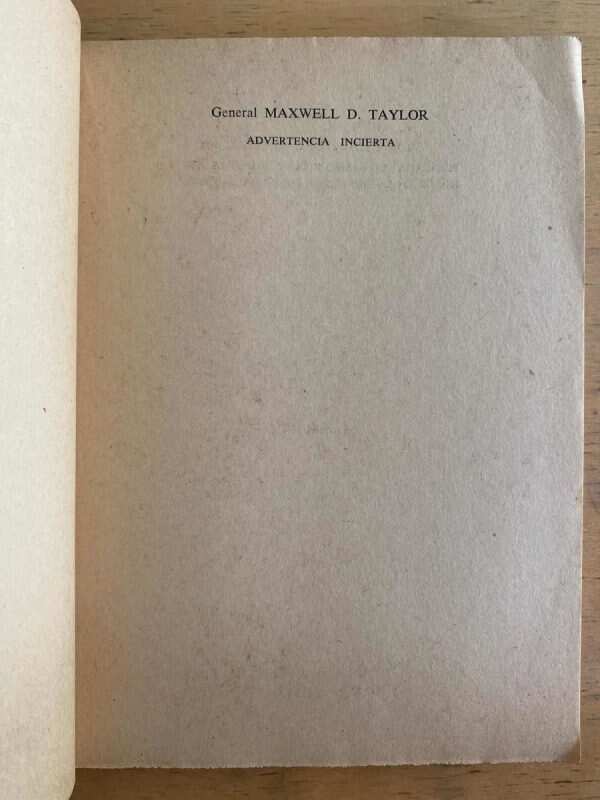 Advertencia Incierta - Taylor, Maxwell (k4) - Image 2