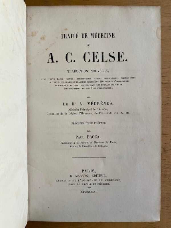 Traite De Medecine De A.c Celse - Vedrenes (G4)