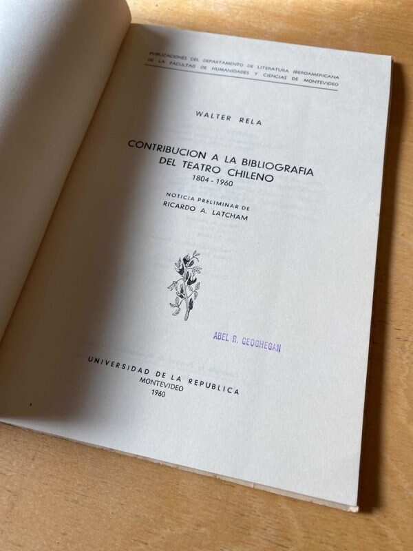 Contribucion A La Bibliografia Del Teatro Chileno- Rela (C6) - Image 2