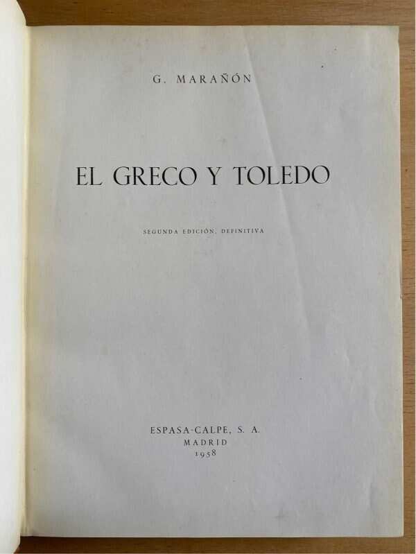 El Greco Y Toledo - Marañon, G. (e5)