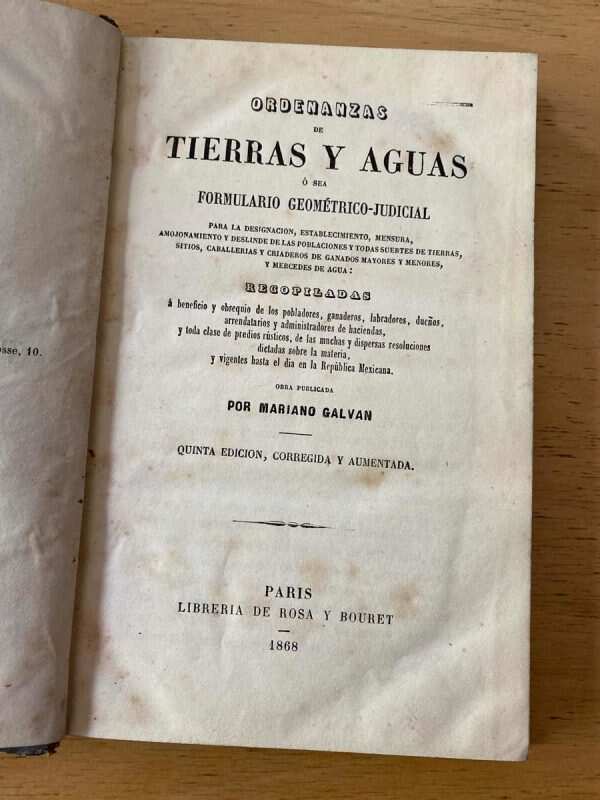 Ordenanzas De Tierras Y Aguas - Galvan, Mariano (B4) - Image 2