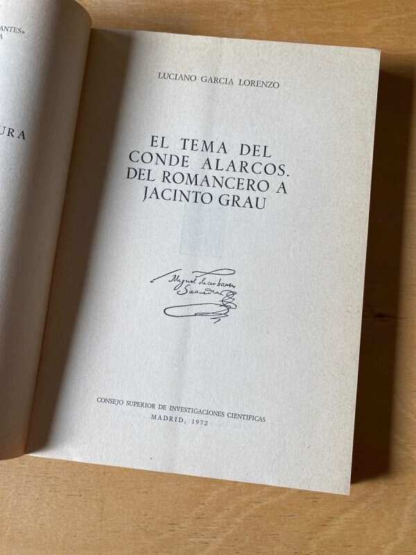 El Tema Del Conde Alarcos Romancero A G- Garcia Lorenzo (C6) - Image 2