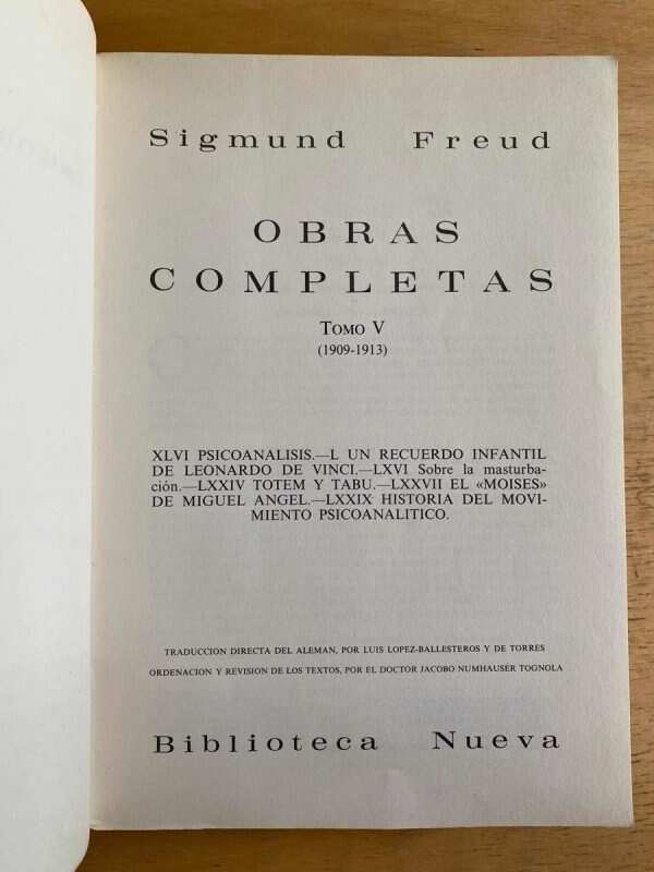 Obras Completas Tomo V - Freud, Sigmund; (h2) - Image 2