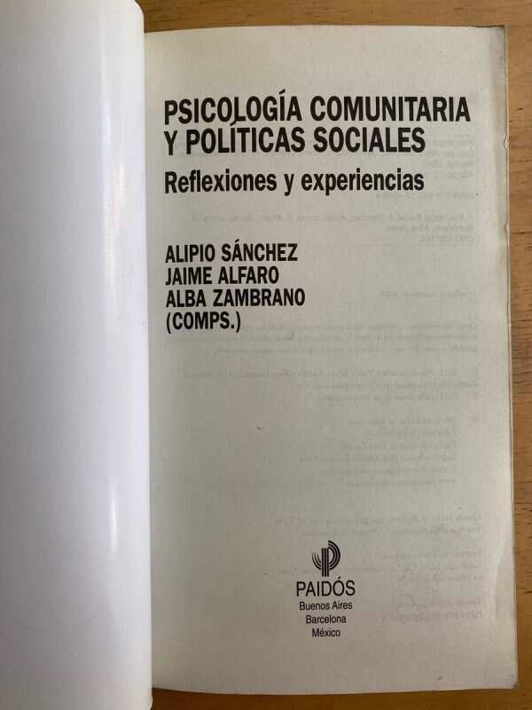 Psicologia Comunitaria Y Politicas Sociales - Alfaro; (j1) - Image 2