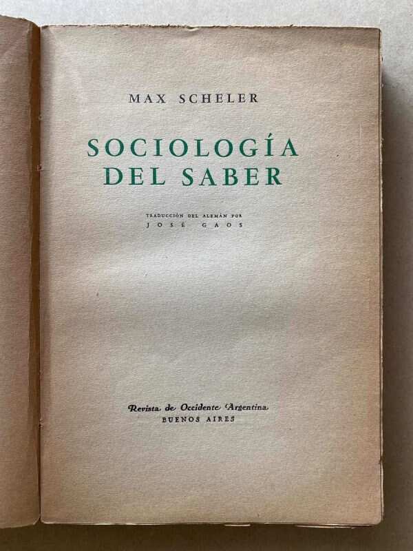 Sociologia Del Saber - Scheler, Max (A1)