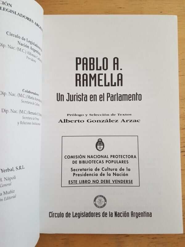 Un Jurista En El Parlamento - Ramella, Pablo (k3) - Image 2