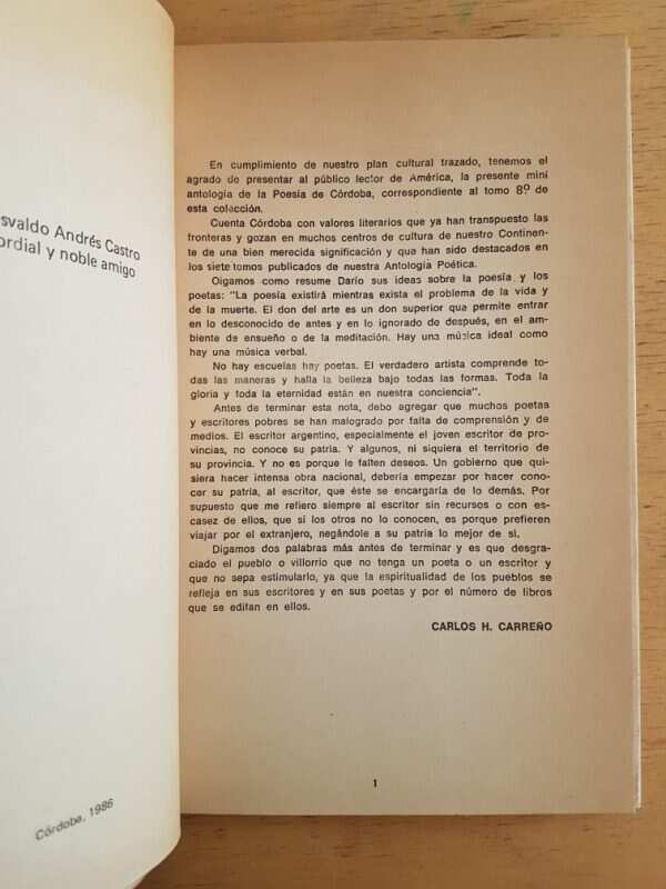 Nueva Antologia De La Poesia Cordobesa- Carreño, Carlos (k4) - Image 3
