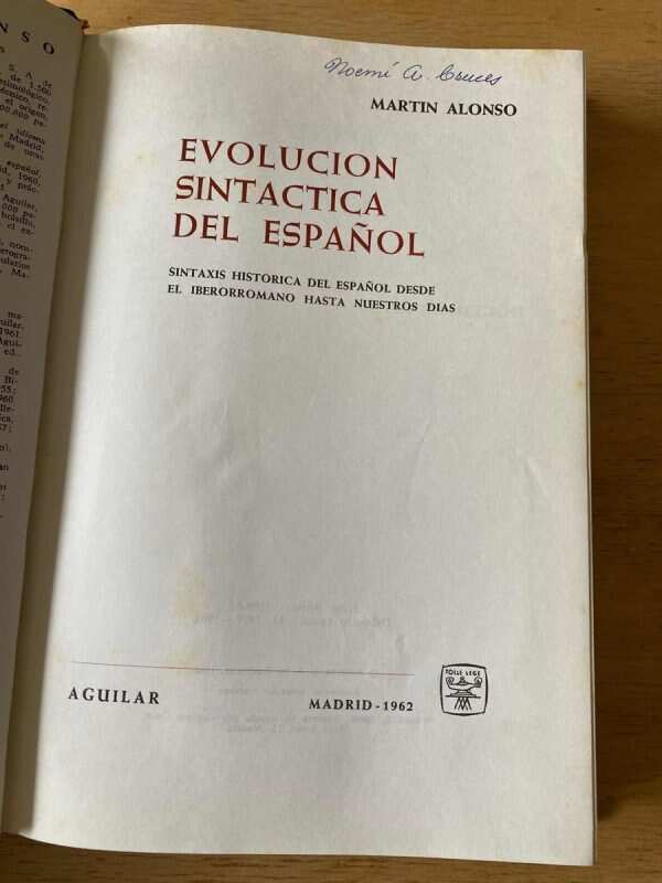 Evolucion Sintactica Del Español - Alonso, Martin (R5) - Image 2