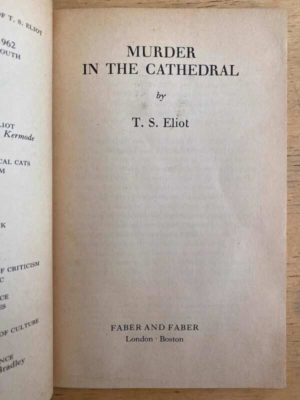 Murder In The Cathedral - Eliot, T.s. (h6) - Image 2