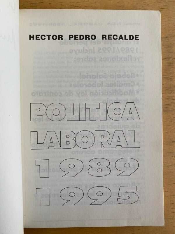 1989 1995 Politica Laboral - Recalde, Hector Pedro (g2) - Image 2