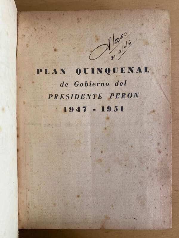 Plan Quinquenal De Gobierno Del Presidente Peron- Peron (r6)