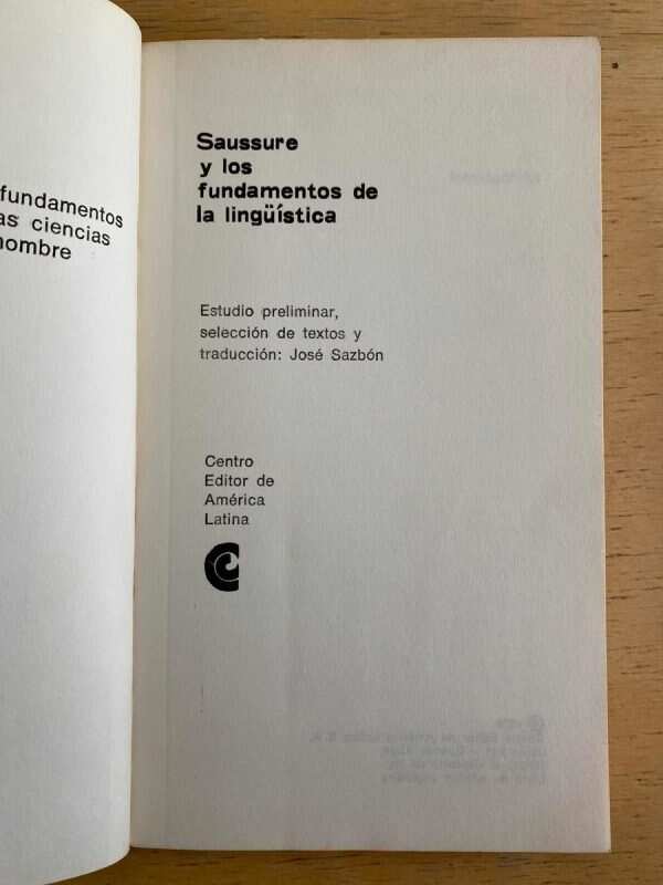 Saussure Y Los Fundamentos De La Linguistica - Sazbon (g7) - Image 2