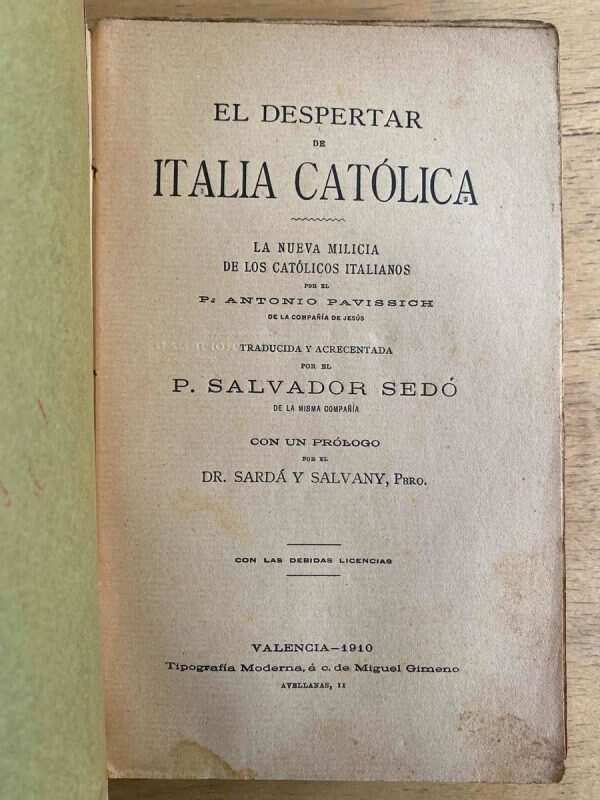 El Despertar De Italia Catolica - Pavissich, Antonio (G3) - Image 2