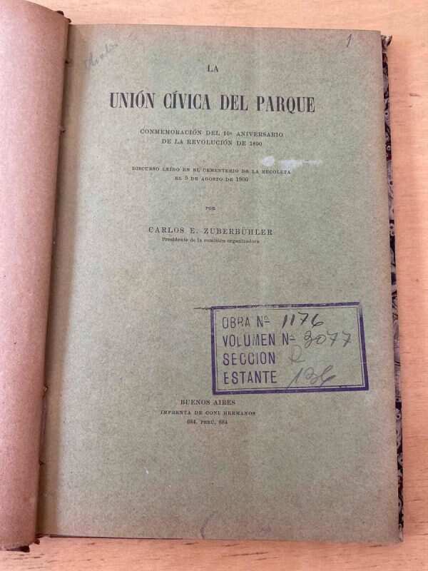 La Union Civica Del Parque, Conmemoracion - Zuberbuhler (q6)