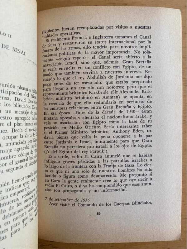 Campaña De Sinai Diario De 1956 - Dayan (j5) - Image 3