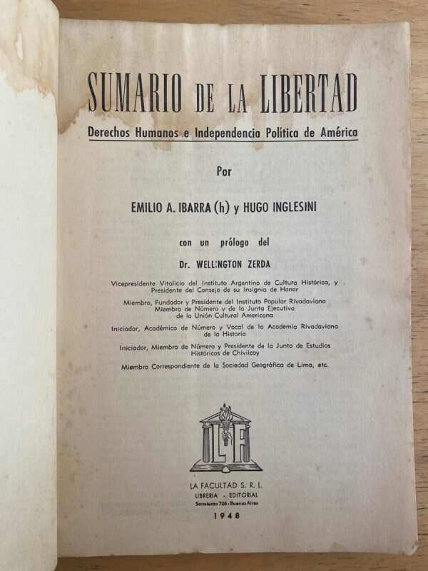 Sumario De La Libertad Derechos Humanos E Indep- Ibarra (k2) - Image 2