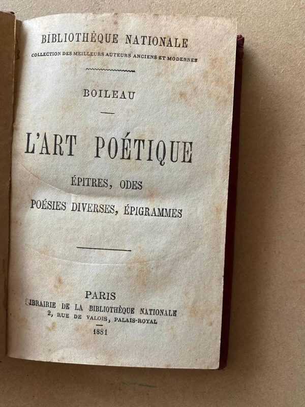 L`art Poetique. Epitres. Odes Poesies Diverses- Boileau (A1)