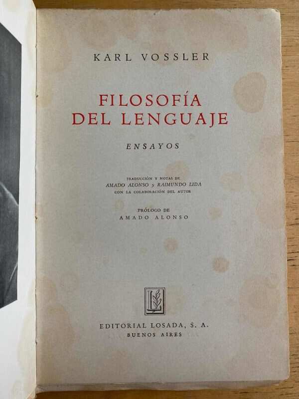 Filosofia Del Lenguaje. Ensayos - Vossler, Karl (k2) - Image 2
