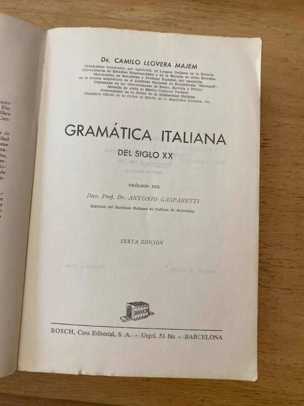 Gramatica Italiana Del Siglo Xx - Llovera Majem, Camilo (W1) - Image 2
