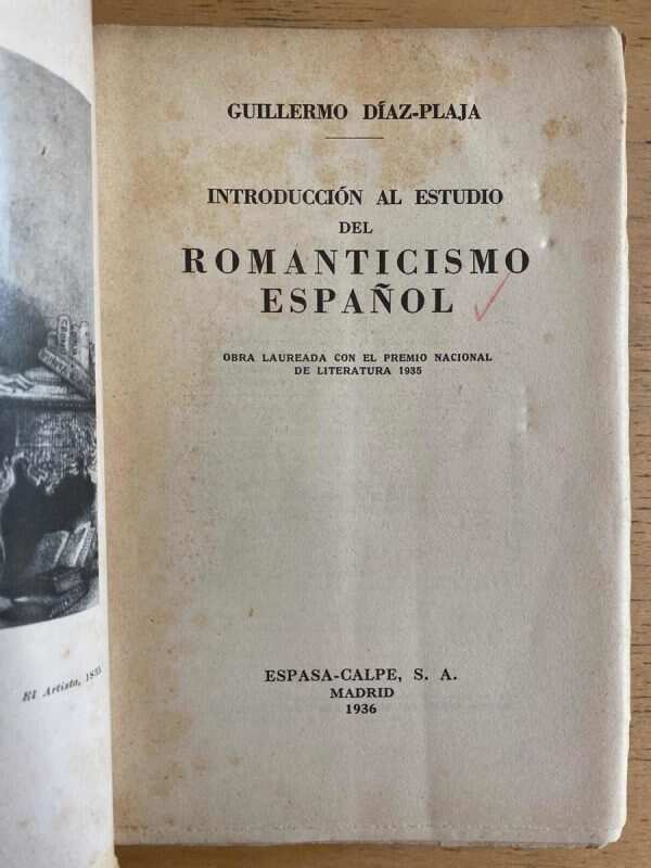 Introduccion Al Estudio Del Romanticismo Es- Diaz Plaja (k1) - Image 2