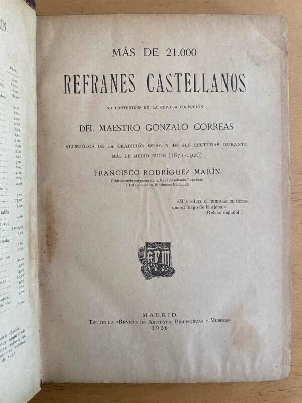 Mas De 21000 Refranes Castellanos - Rodriguez Marin, (D7)