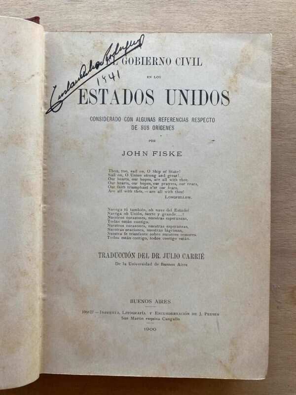 El Gobierno Civil En Los Estados Unidos - Fiske, John (A3) - Image 3