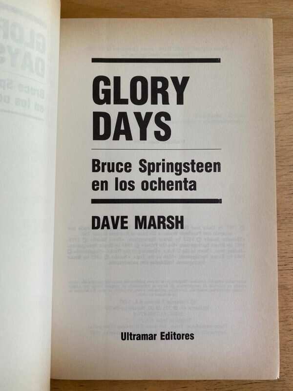 Glory Days. Bruce Springsteen En Los Ochenta - Marsh (j2) - Image 2