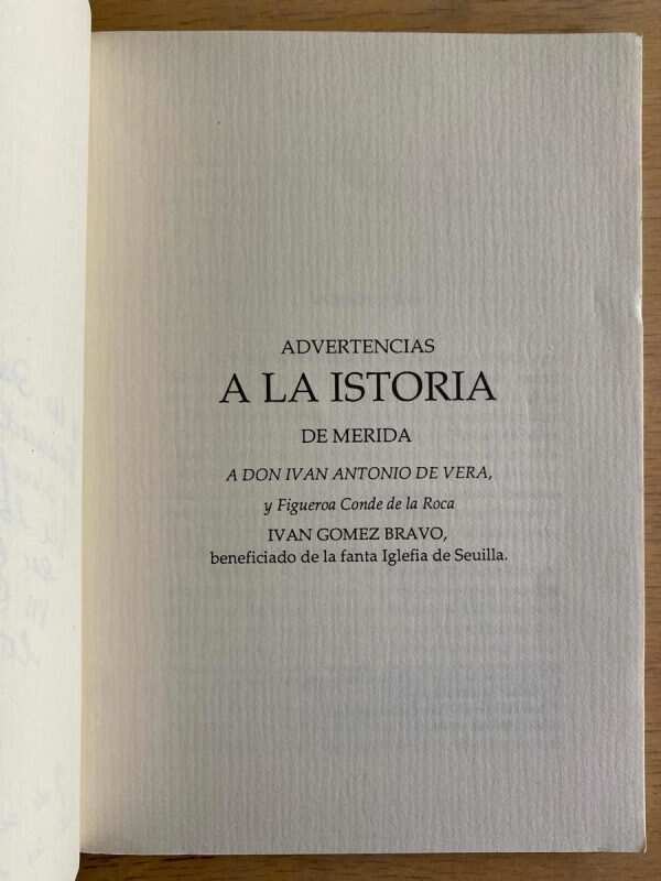 Advertencias A La Istoria De Merida - Gomez Bravo, Juan (G4) - Image 2