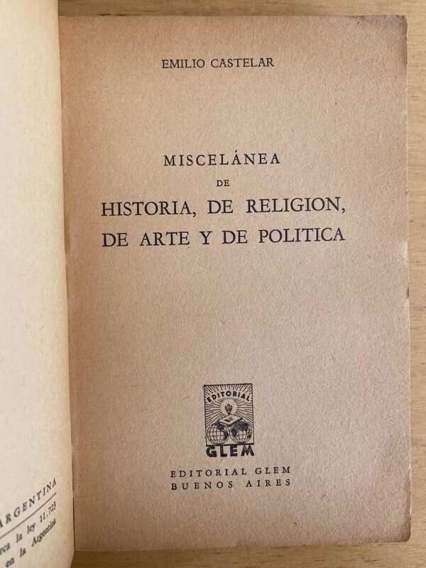 Miscelanea De Historia, De Religion, De Arte - Castelar (j3) - Image 2