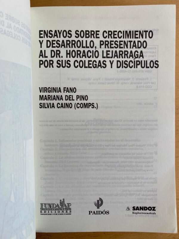 Ensayos Sobre Crecimiento Y Desarrollo - Fano; Del Pino (j3) - Image 2