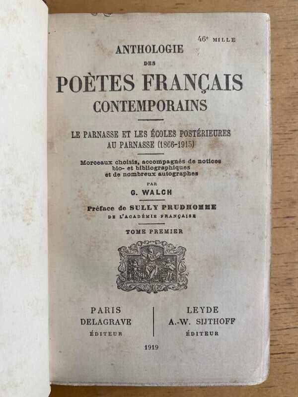 Anthologie Des Ñoetes Francais Contemporains- Walch, G. (a7) - Image 3