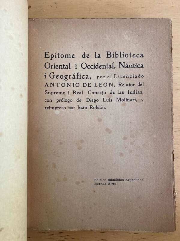 Epitome De La Biblioteca Oriental I Occidental- De Leon (aa2 - Image 2