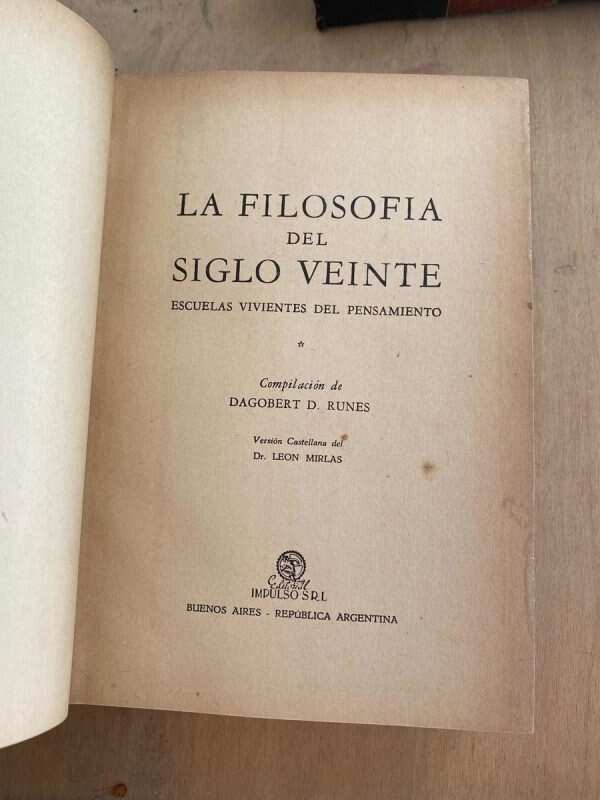 La Filosofia Del Siglo Veinte - Runes, Dagobert (Z0) - Image 2
