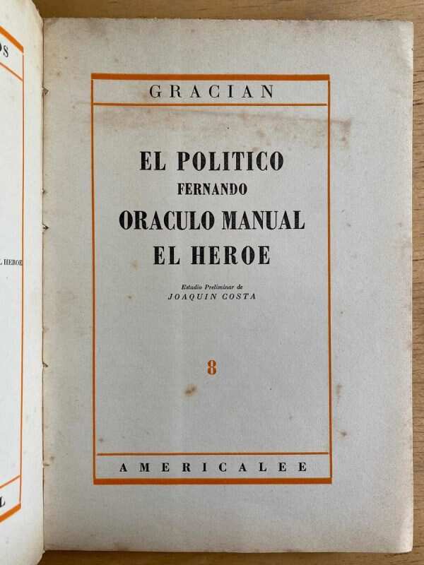 El Politico Fernando Oraculo Manual El Heroe - Gracian (G3) - Image 2