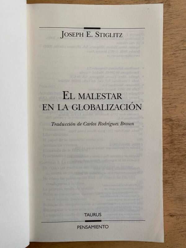 El Malestar En La Globalizacion - Stiglitz, Joseph E. (G4) - Image 2