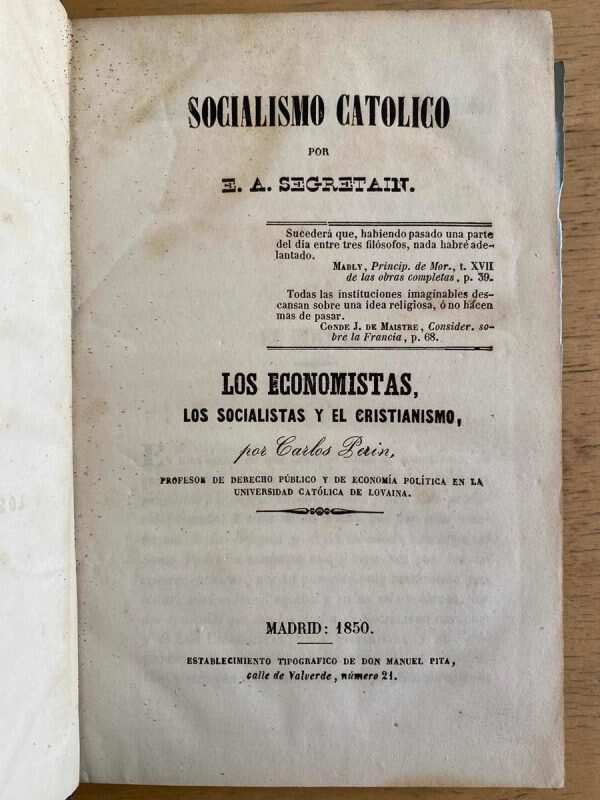 Socialismo Catolico - Segretain; Perin (G4)