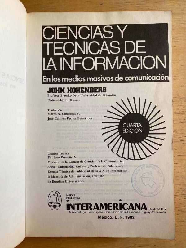 Ciencias Y Tecnicas De La Informacion - Hohenberg, J. (h4) - Image 2