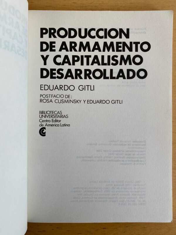 Produccion De Armamento Y Capitalismo Desarroll- Gitli (j3) - Image 2