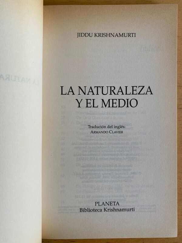 La Naturaleza Y El Medio - Krishnamurti (j5) - Image 2