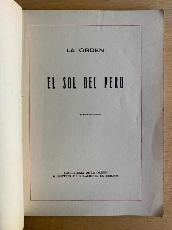 Cancilleria De La Orden- La Orden El Sol Del Peru (F1) - Image 2