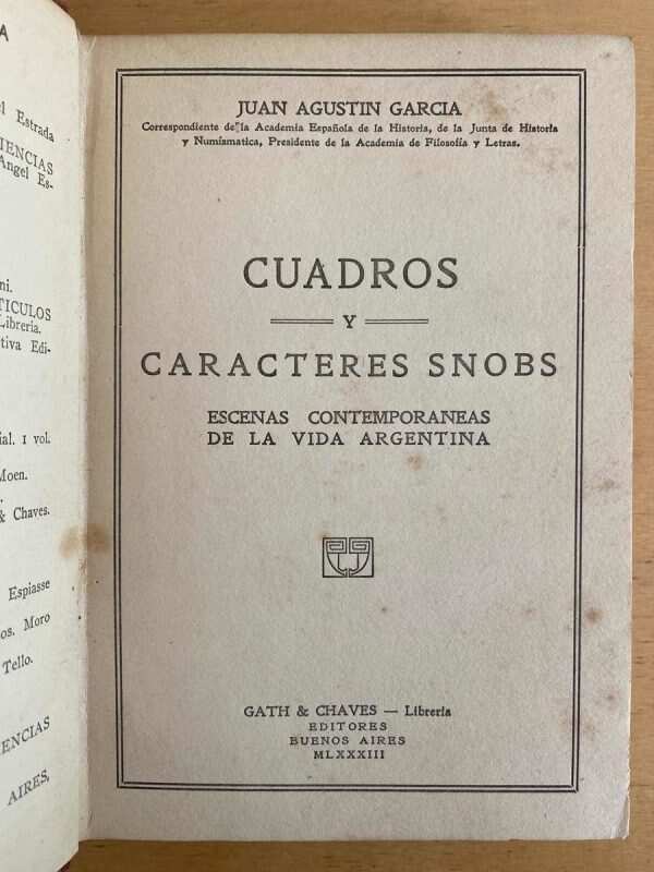 Cuadros Y Caracteres Snobs - Garcia, Juan Agustin (S3)