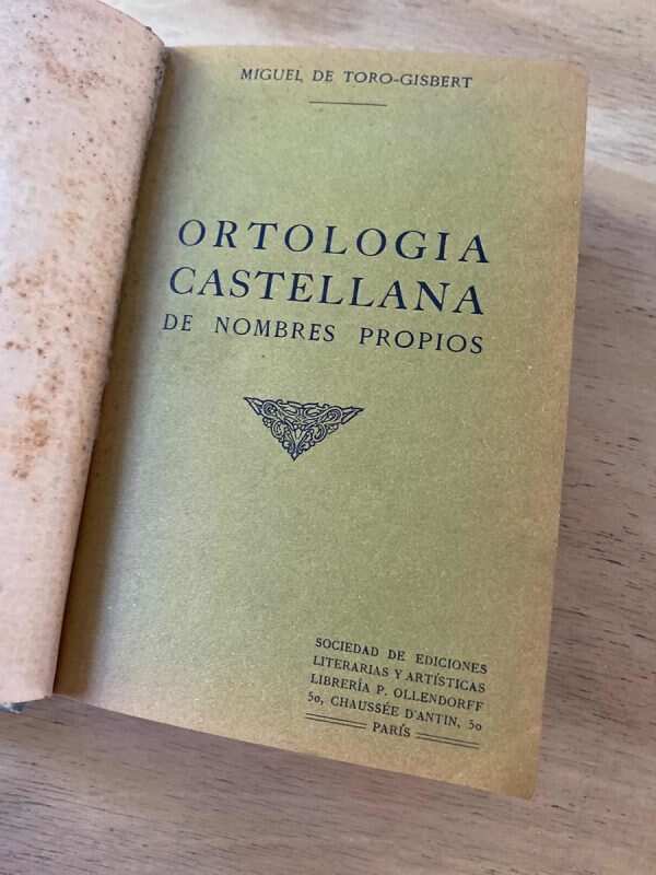 Ortologia Castellana De Nombres Propios - De Toro Gisbert, M - Image 2