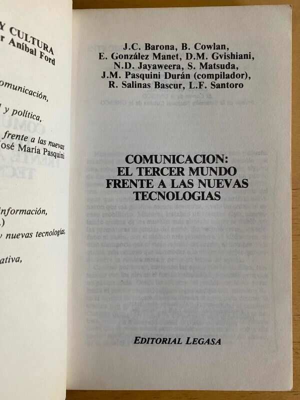 Comunicacion, El Tercer Mundo Frente A- Pasquini Duran (j3) - Image 2